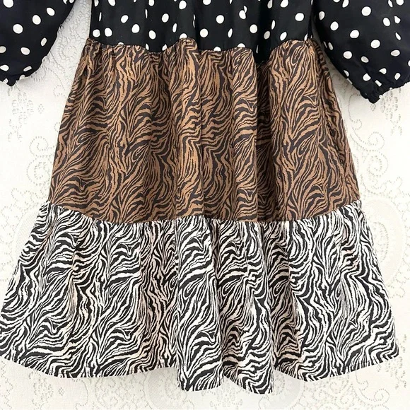 ASOS DESIGN crochet tiered babydoll mini dress in mixed animal - Picture 10 of 15